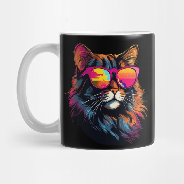 Retro Wave American Curl Cat by Miami Neon Designs